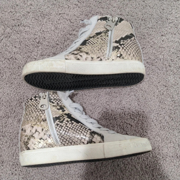 Vintage Havana Snake Skin Print Studded Mid High Top Sneakers Size 4.5 - Picture 6 of 8